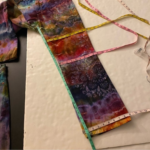 RE/DONE Corduroy Pants Womens Size 28 Small Tie Dye Hand Painted Redone Colorful - Picture 14 of 16